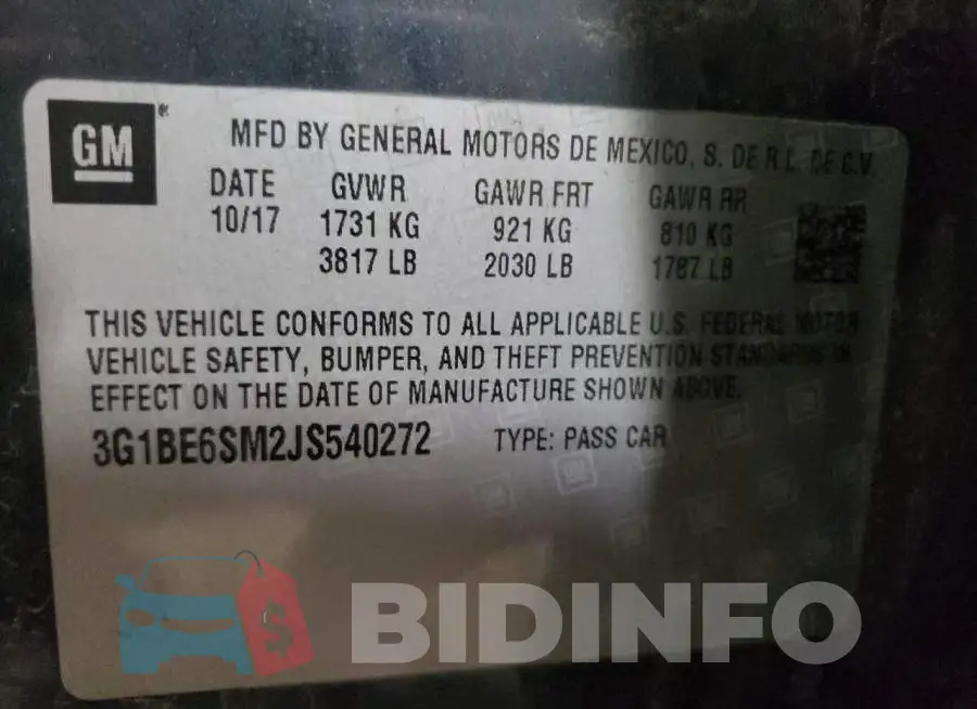 3G1BE6SM2JS540272 Photo# 10
