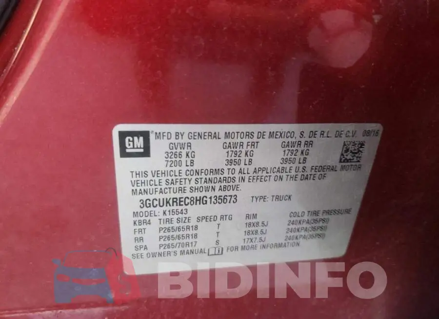 3GCUKREC8HG135673 Photo# 10
