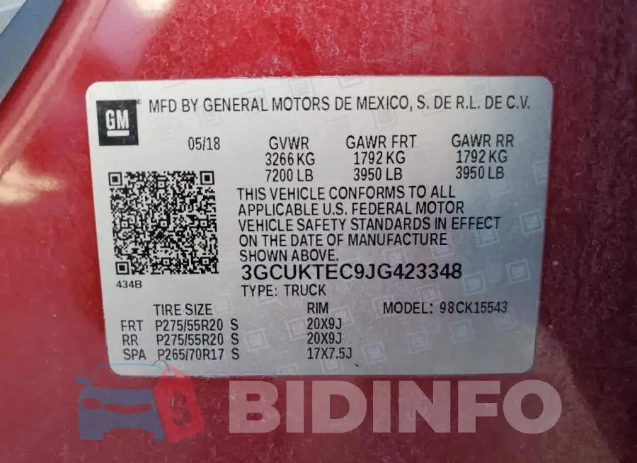 3GCUKTEC9JG423348 Photo# 10