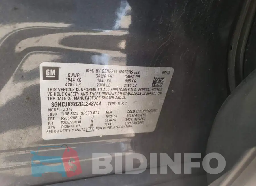 3GNCJKSB2GL248744 Photo# 10