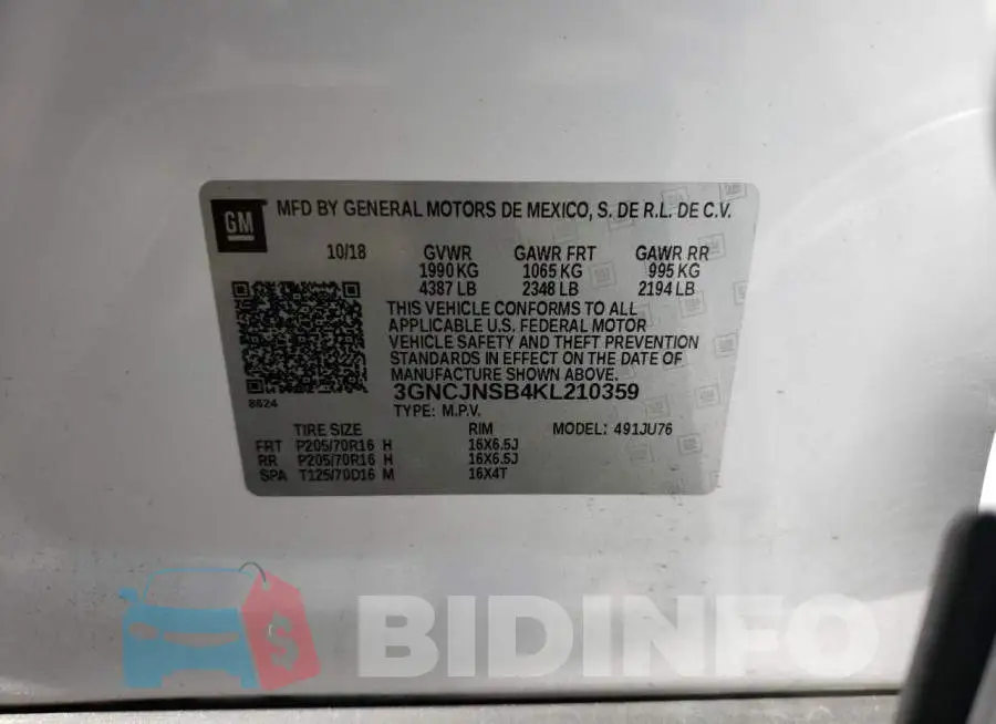 3GNCJNSB4KL210359 Photo# 10