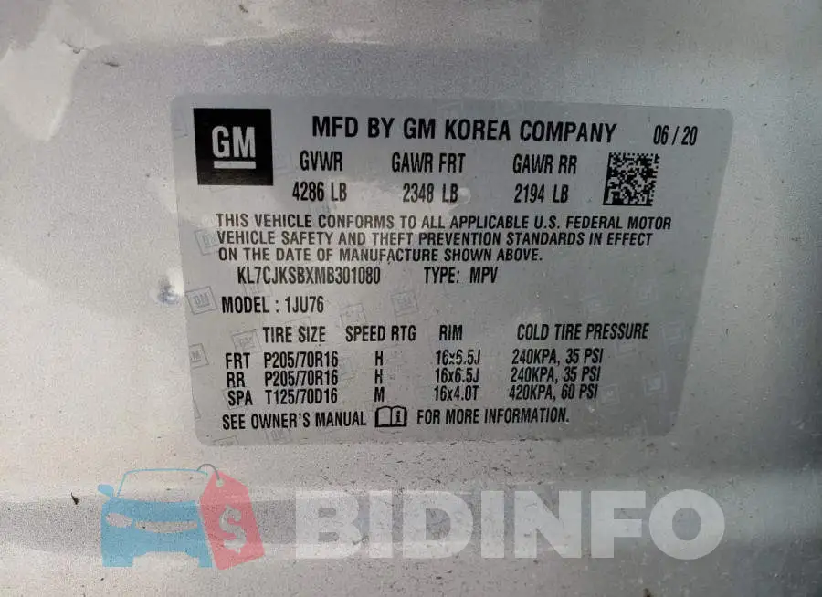 KL7CJKSBXMB301080 Photo# 10