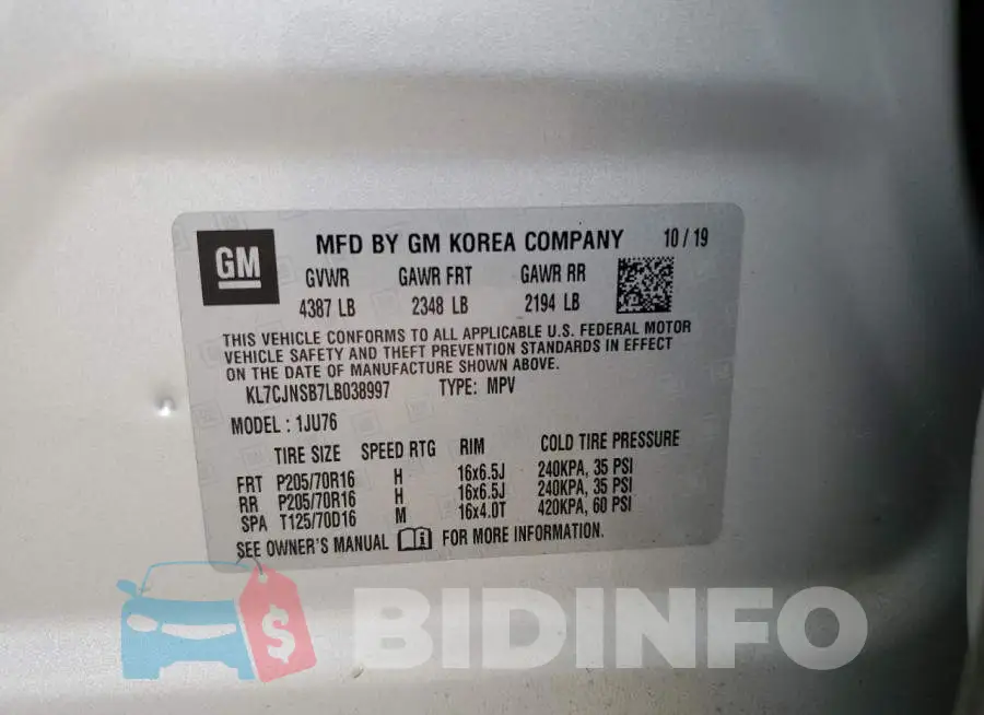 KL7CJNSB7LB038997 Photo# 10