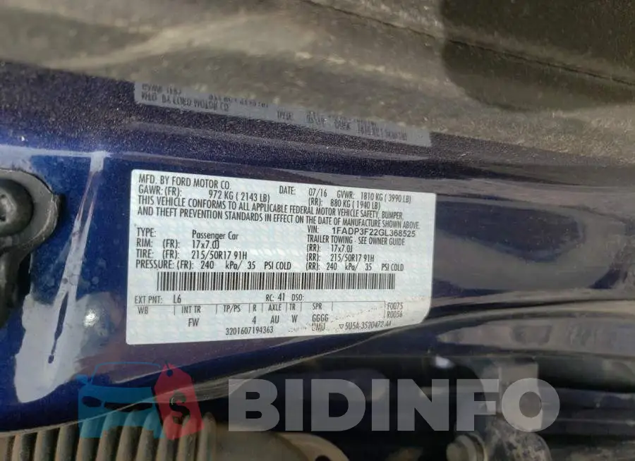 1FADP3F22GL368525 Photo# 10