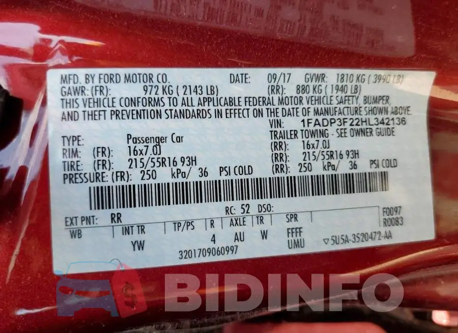 1FADP3F22HL342136 Photo# 10