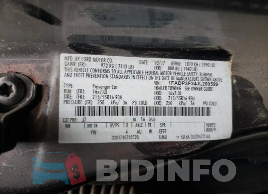 1FADP3F24JL200599 Photo# 10