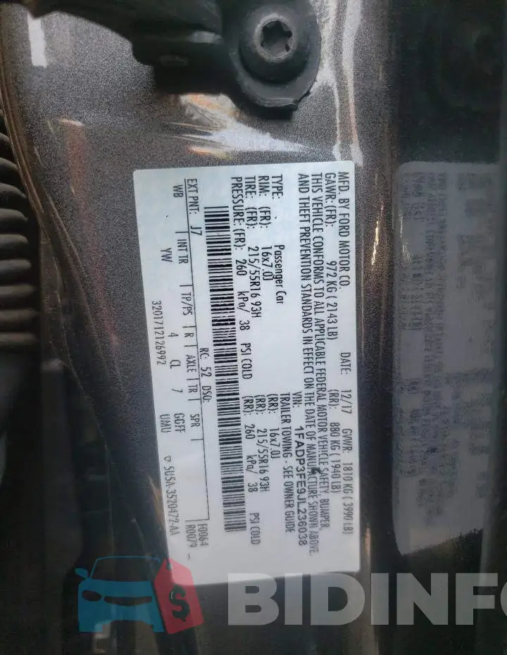1FADP3FE9JL236038 Photo# 10