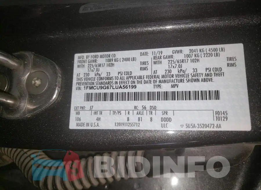 1FMCU9G67LUA56199 Photo# 10