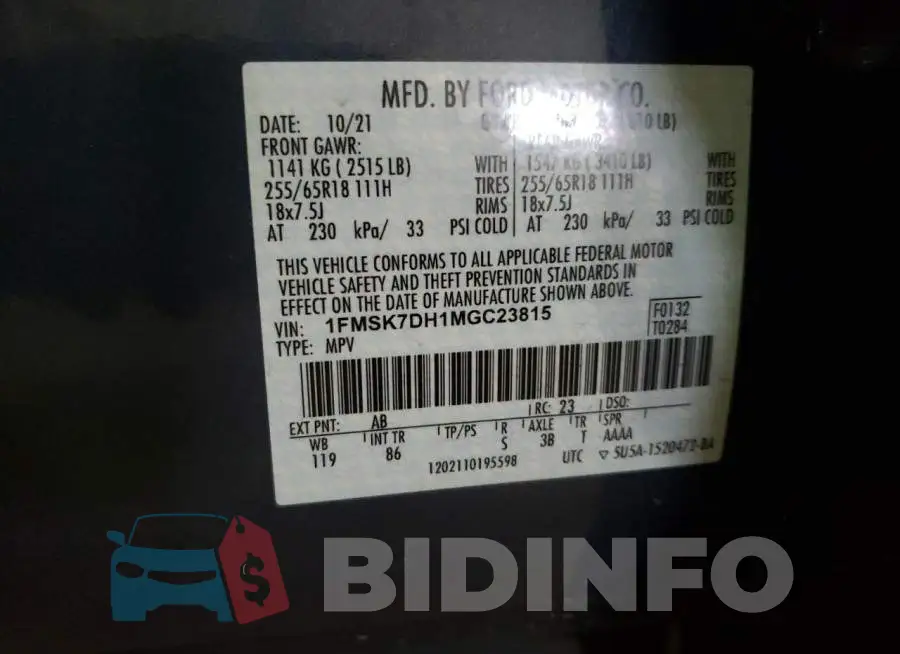 1FMSK7DH1MGC23815 Photo# 10
