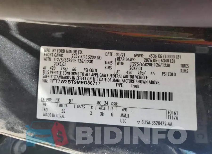 1FT7W2BT9MED86717 Photo# 10