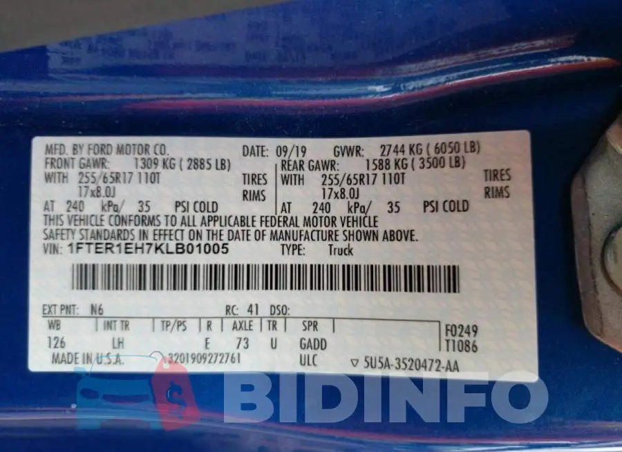 1FTER1EH7KLB01005 Photo# 10