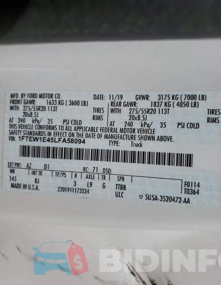 1FTEW1E45LFA58094 Photo# 10