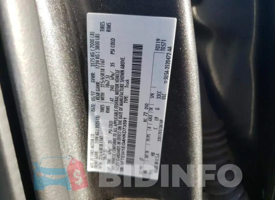 1FTEW1EG4HKD73591 Photo# 10