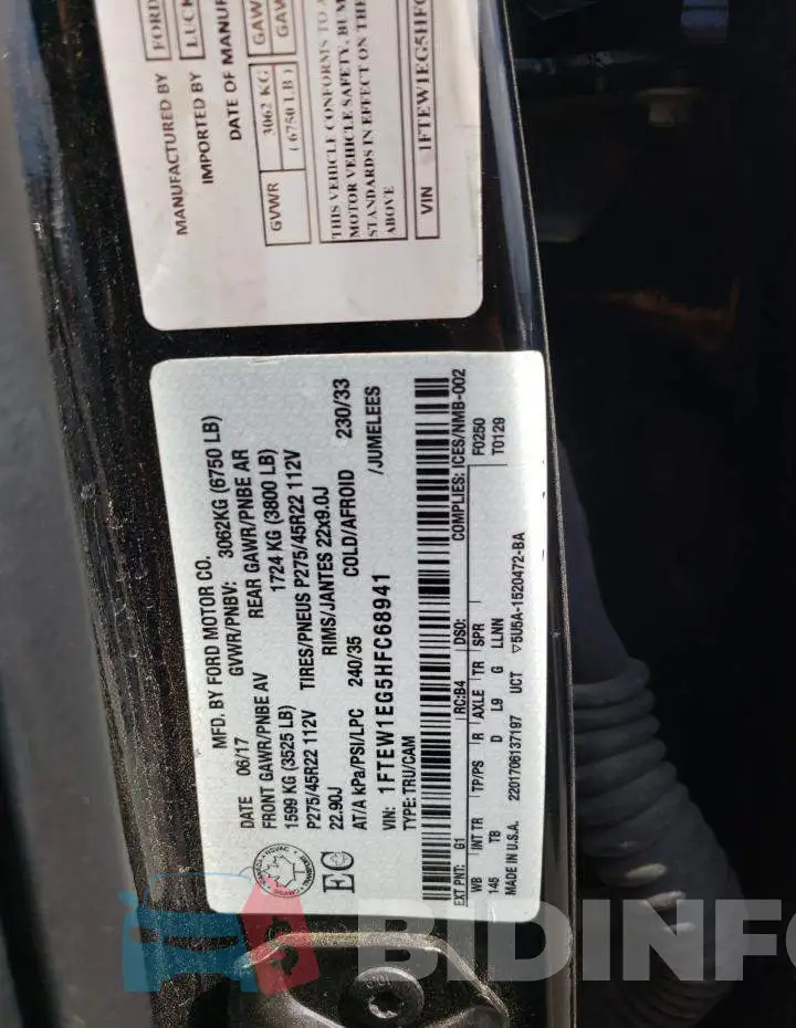 1FTEW1EG5HFC68941 Photo# 10