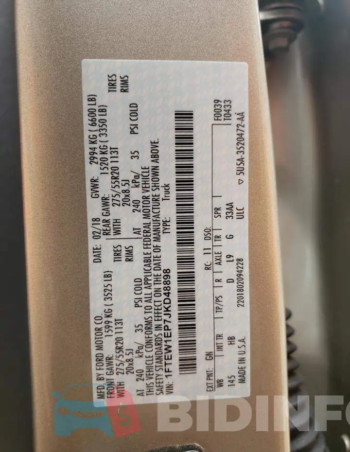 1FTEW1EP7JKD48898 Photo# 10