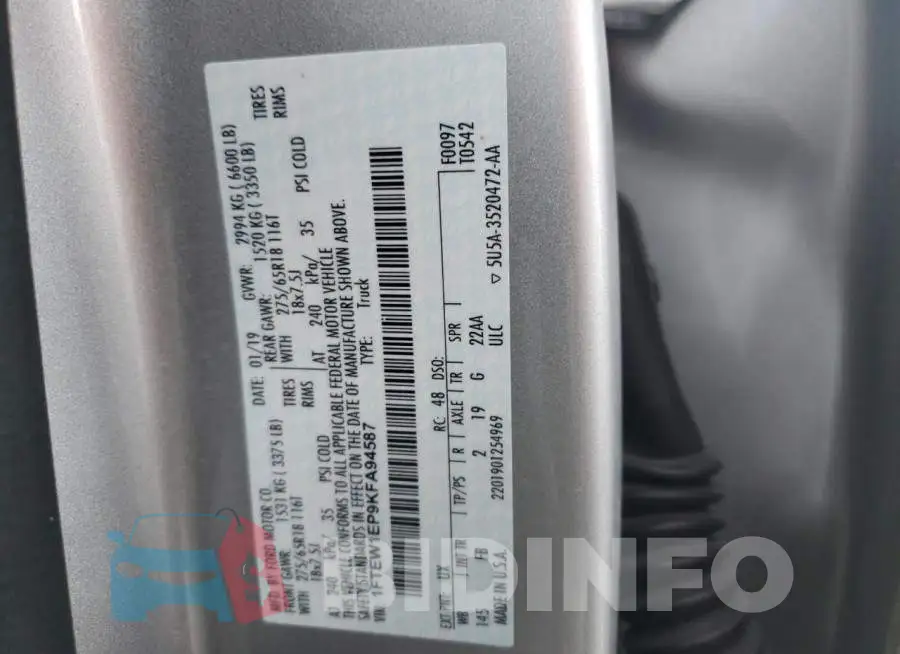 1FTEW1EP9KFA94587 Photo# 10