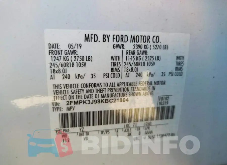 2FMPK3J98KBC21804 Photo# 10