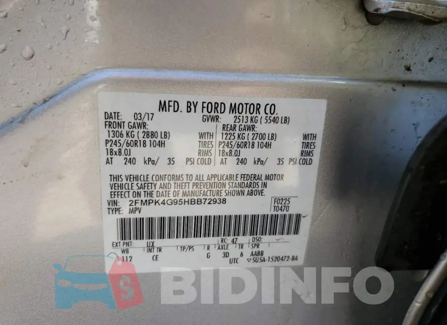 2FMPK4G95HBB72938 Photo# 10