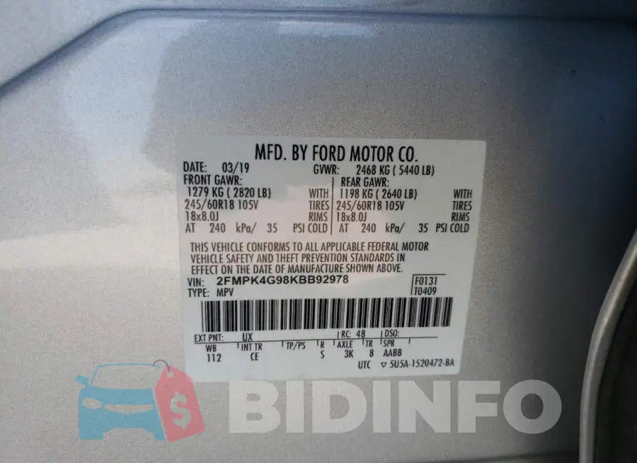 2FMPK4G98KBB92978 Photo# 10
