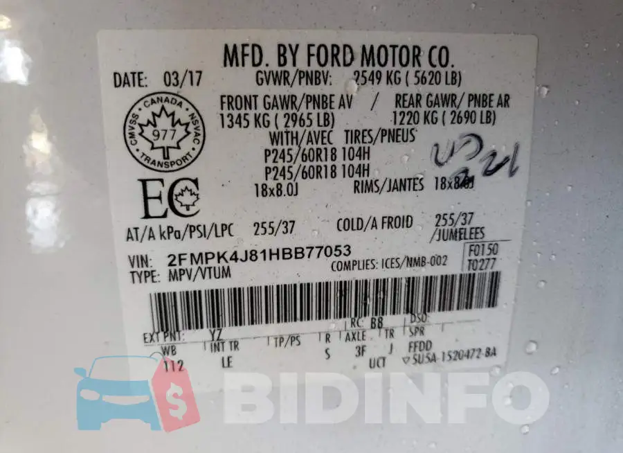 2FMPK4J81HBB77053 Photo# 10