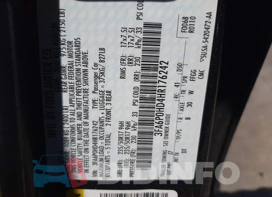 3FA6P0HD4HR176242 Photo# 10