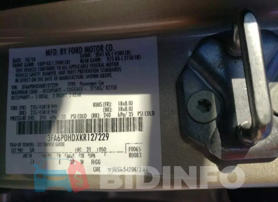 3FA6P0HDXKR127229 Photo# 10