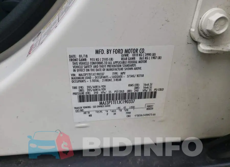 MAJ3P1TE1JC190337 Photo# 10