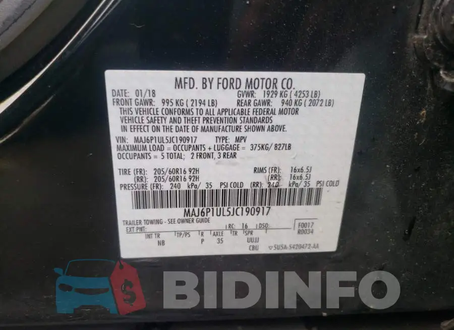 MAJ6P1UL5JC190917 Photo# 10