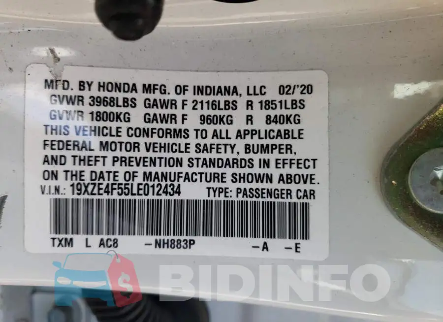 19XZE4F55LE012434 Photo# 10