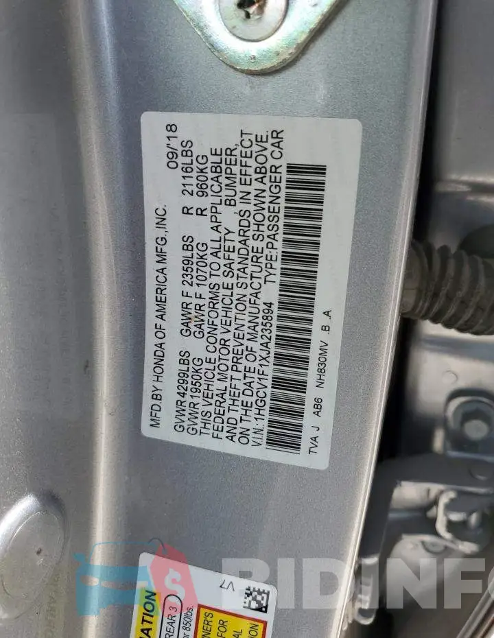 1HGCV1F1XJA235894 Photo# 10