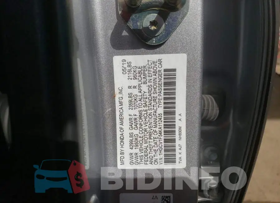 1HGCV1F54KA112435 Photo# 10