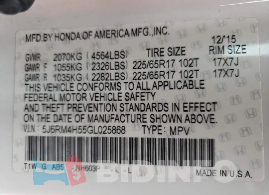 5J6RM4H55GL025868 Photo# 10