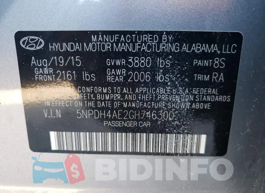5NPDH4AE2GH746300 Photo# 10