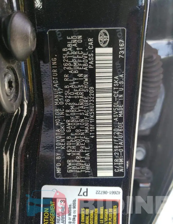 4T1BF1FK5HU732209 Photo# 10
