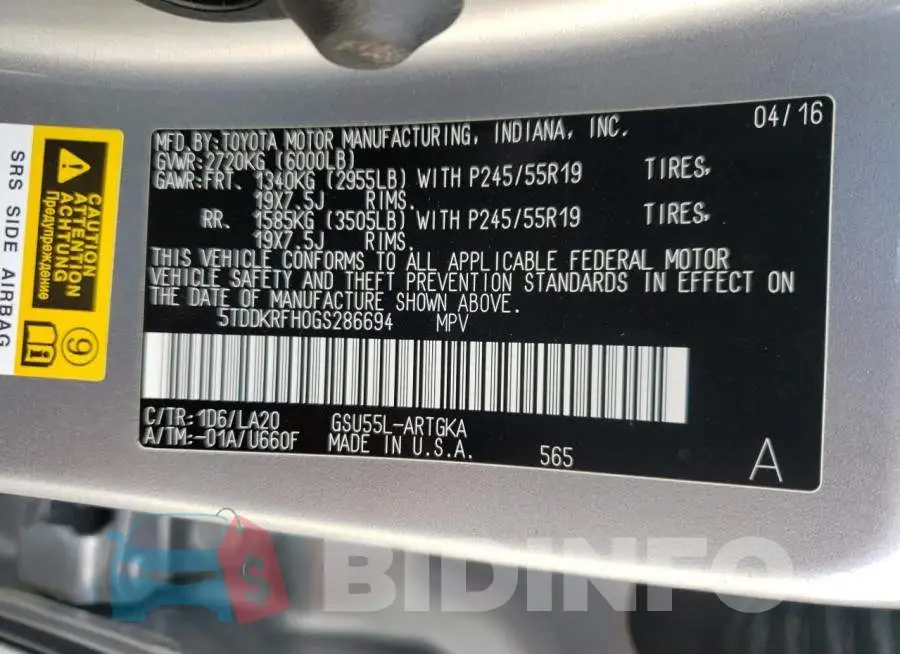 5TDDKRFH0GS286694 Photo# 10