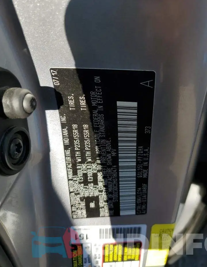5TDDZ3DC2HS180474 Photo# 10