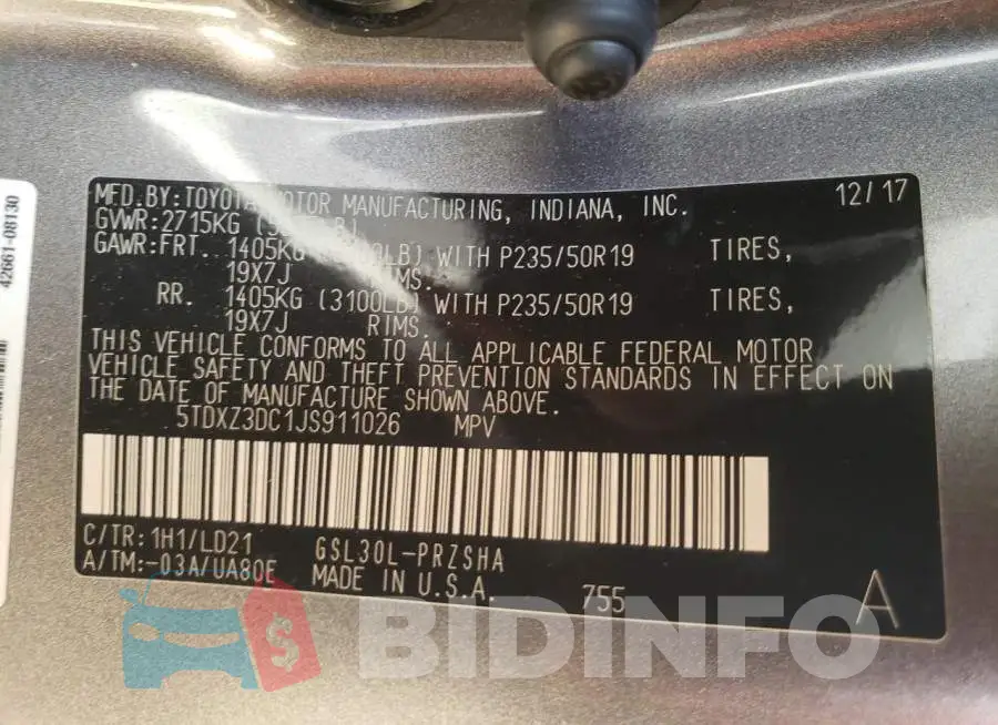 5TDXZ3DC1JS911026 Photo# 10