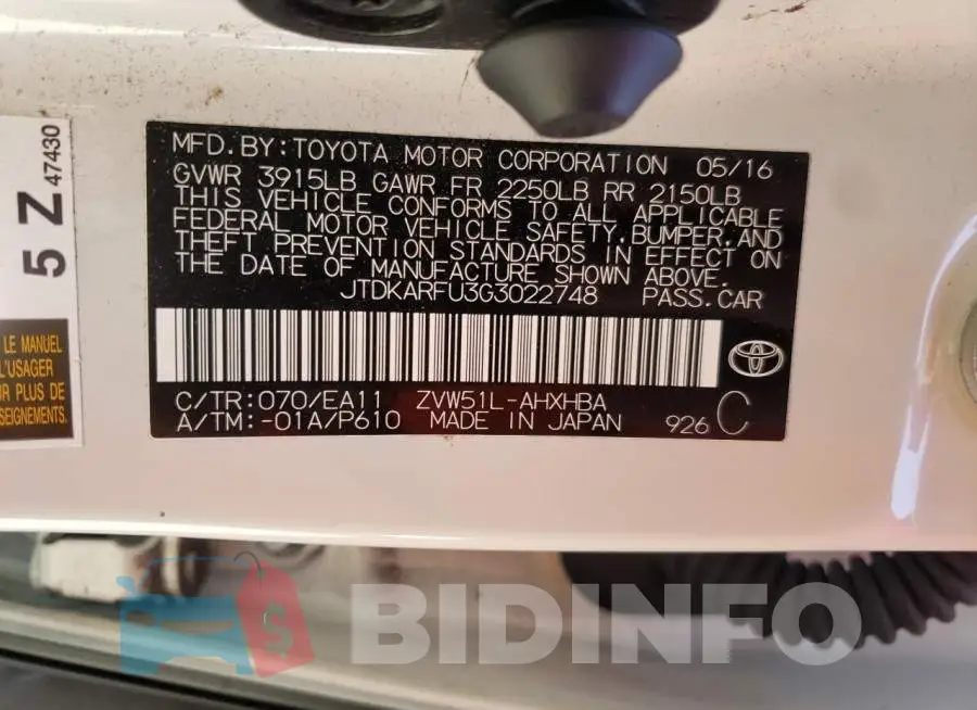 JTDKARFU3G3022748 Photo# 10
