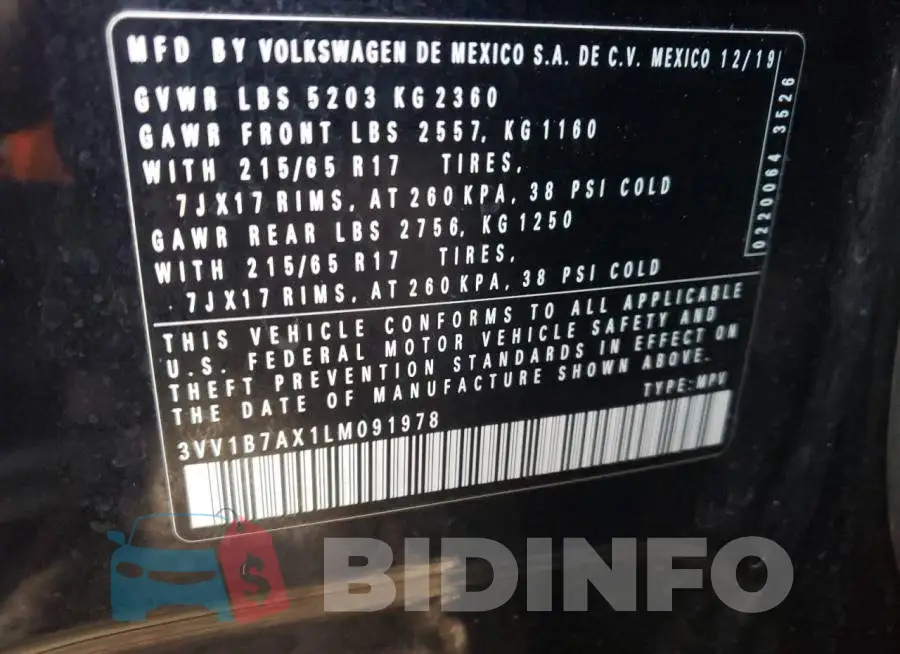3VV1B7AX1LM091978 Photo# 10