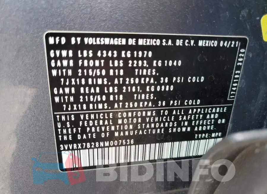 3VVRX7B28NM007536 Photo# 10