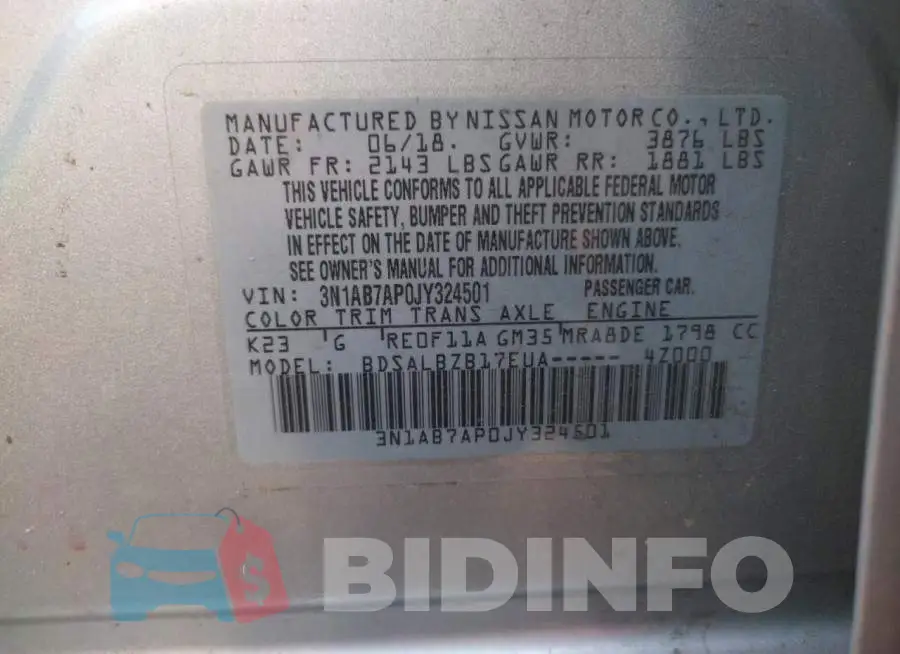 3N1AB7AP0JY324501 Photo# 10