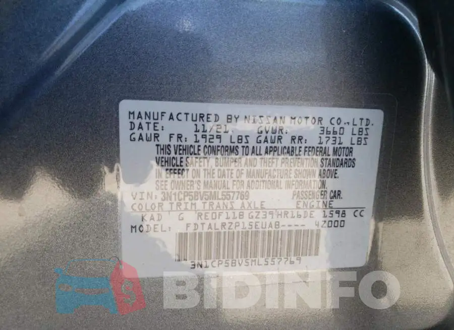 3N1CP5BV5ML557769 Photo# 10