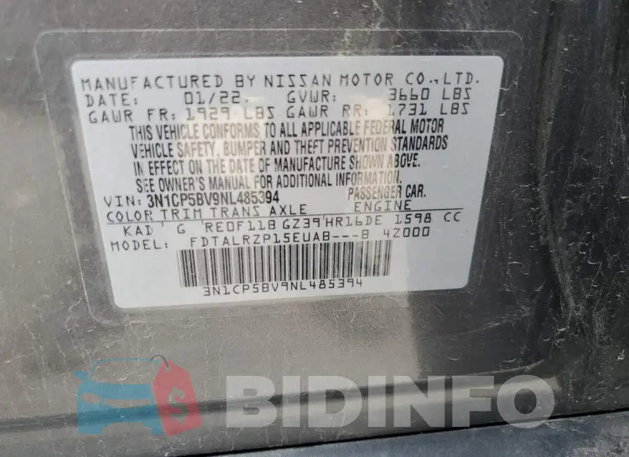 3N1CP5BV9NL485394 Photo# 10
