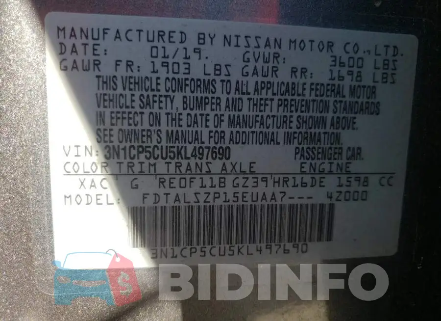 3N1CP5CU5KL497690 Photo# 10