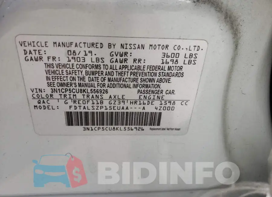 3N1CP5CU8KL556926 Photo# 10