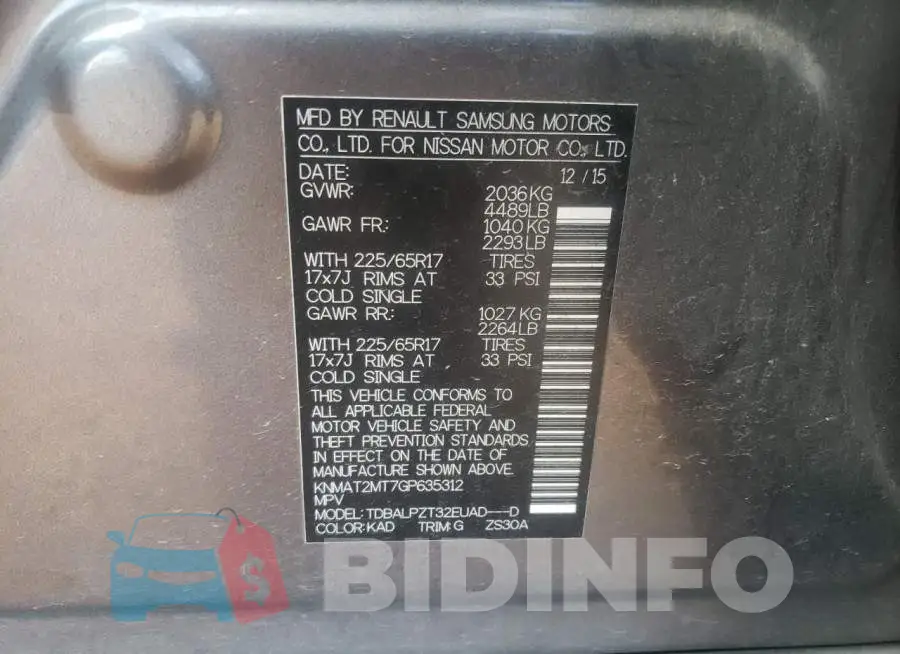 KNMAT2MT7GP635312 Photo# 10