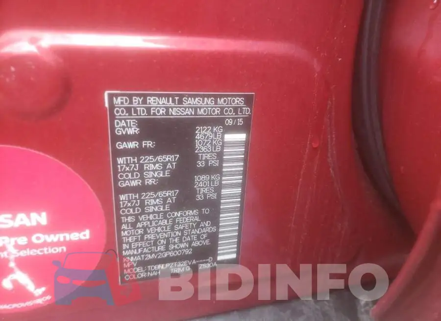 KNMAT2MV2GP600792 Photo# 10