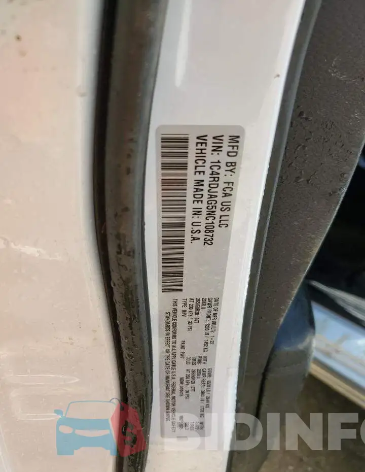 1C4RDJAG5NC108732 Photo# 10