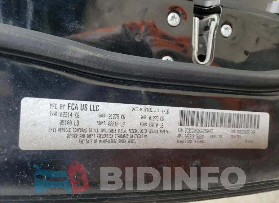 2C3CDXHG5GH258407 Photo# 10