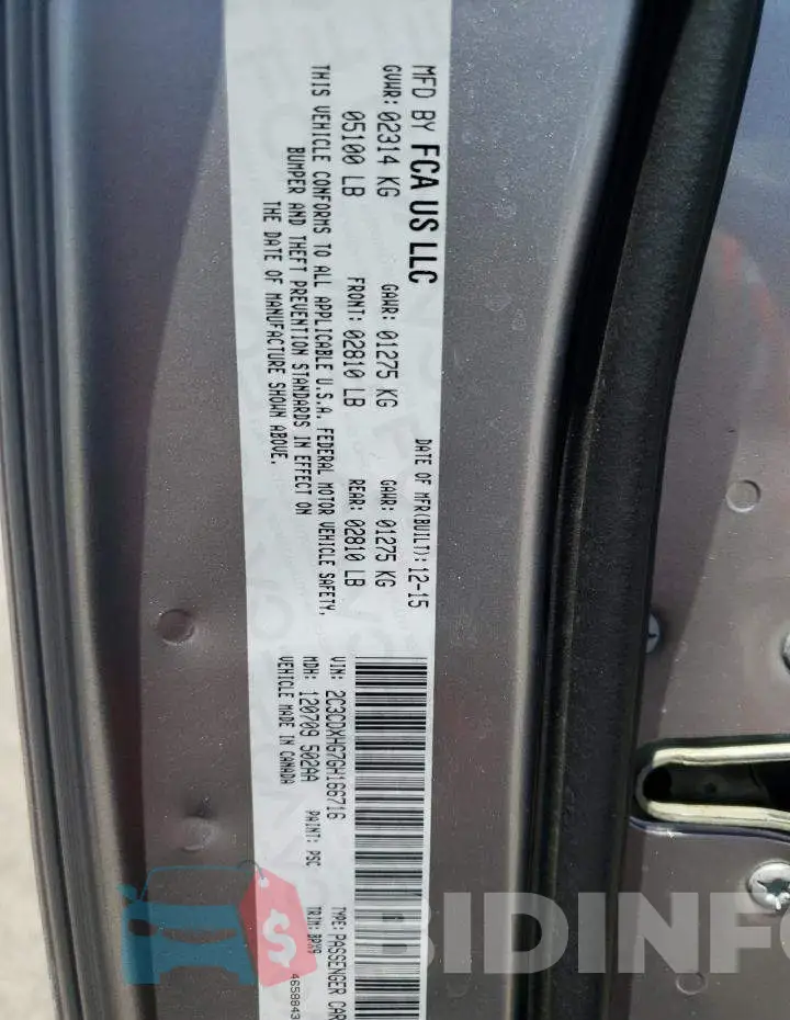2C3CDXHG7GH166716 Photo# 10